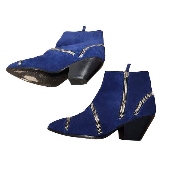 Giuseppe Zanotti Blue Suede Guns 55 Zip Detail Ankle Boots Size 38.5 - Picture 4 of 8